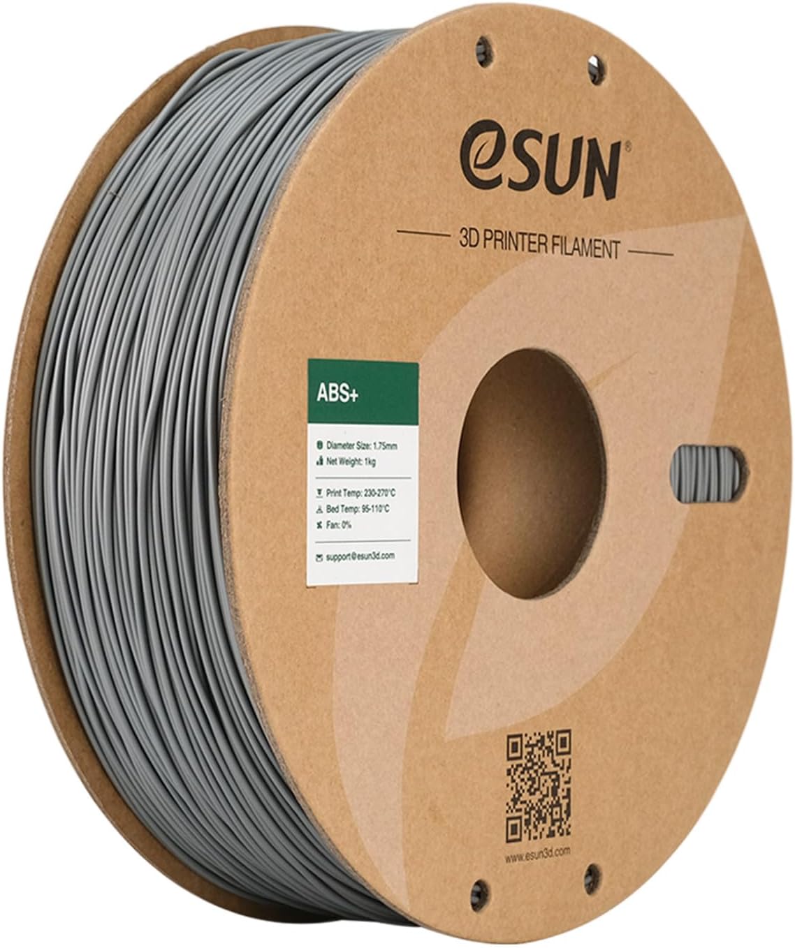 eSUN ABS + Filament 1.75 mm, 3D Printer Filament ABS Plus, Dimensional Accuracy +/- 0.05 mm, 1 kg Spool (2.2 LBS) Silver,