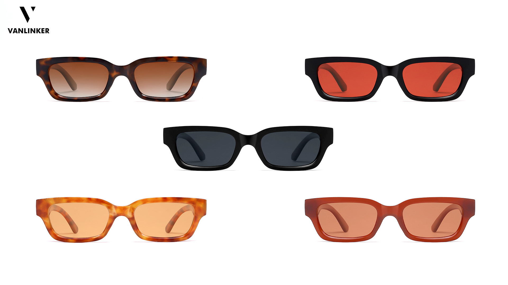 VANLINKER Polarized Trendy Small Skinny Square Cat Eye Sunglasses