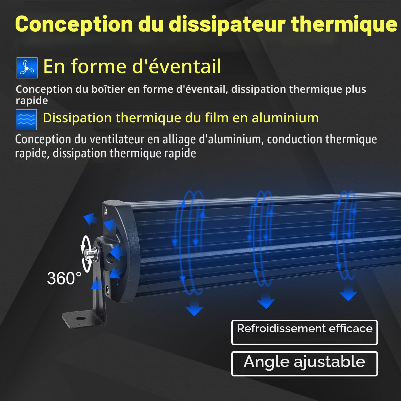 Barre led Incurvée 107cm 42'' 540W + 2pcs Phares de Travail 18W + Faisceau de Câblage Rampe 12V 24V Étanche Projecteur 4x4 Camion Tracteur Quad Bateau
