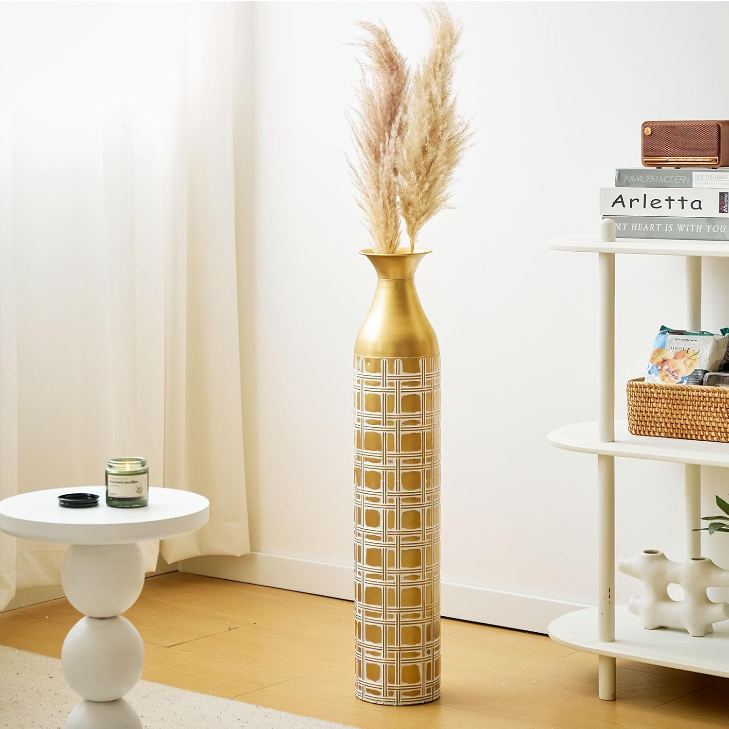 Floor Metal vase, Industrial Style, Modern Style Decoration, Home Metal vase, Gorgeous Home Decoration, Large Glazed vase (H:25.2)