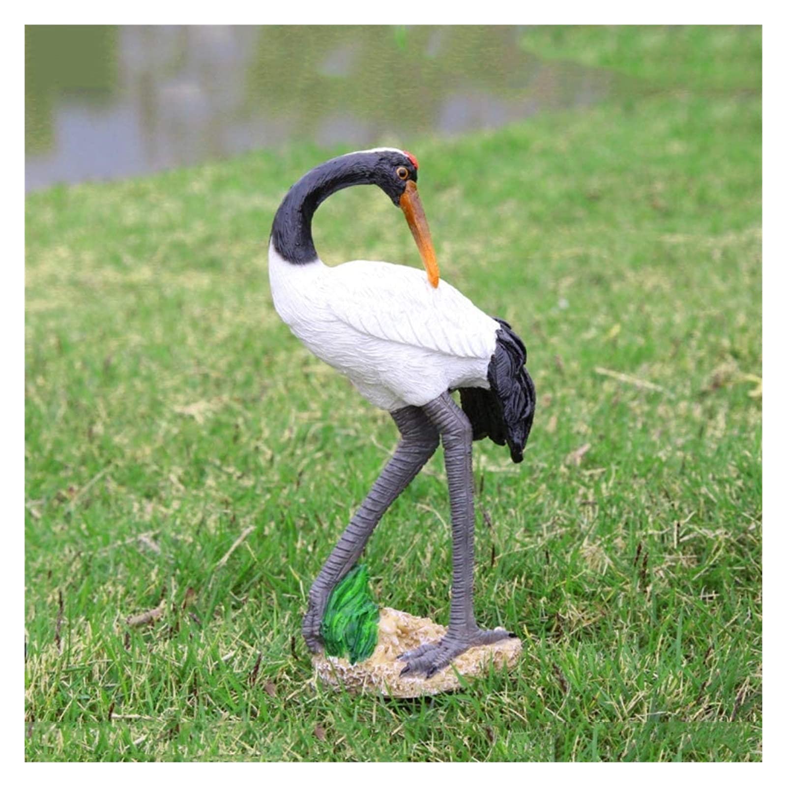 MNUvxzaewf Garden Statues Outdoor Decor Balcony Figurine Red-Crowned Bird Sculpture Ornaments Resin Statue