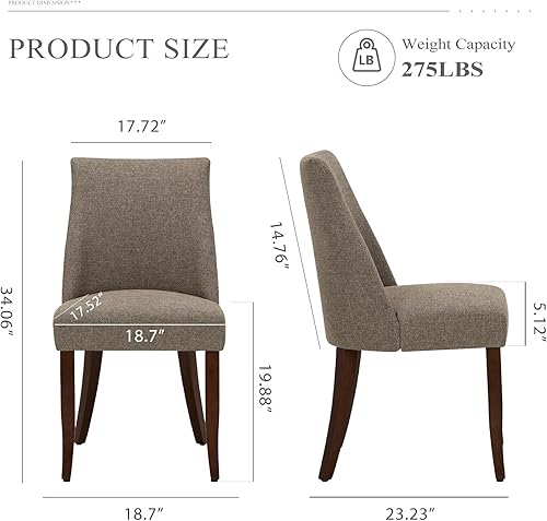 Miniatura 8 de COLAMY Juego de 2 sillas tapizadas para comedor, sillas de cocina modernas de mediados de siglo con respaldo, sillas de comedor laterales de tela