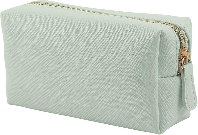 Necessaire de maquiagem Apooliy em couro sintético verde com zíper