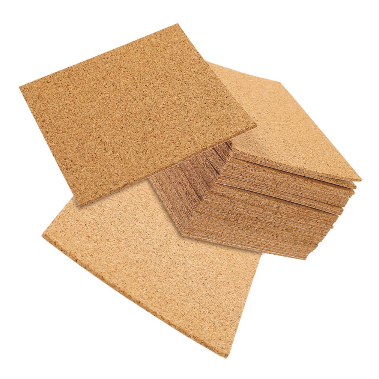 Set 16 Lastre Autoadesive In Sughero 10x10 Cm - Per Sottobicchieri, Decorazione, Fai Da Te - Spessore 1 Mm - Foto 1