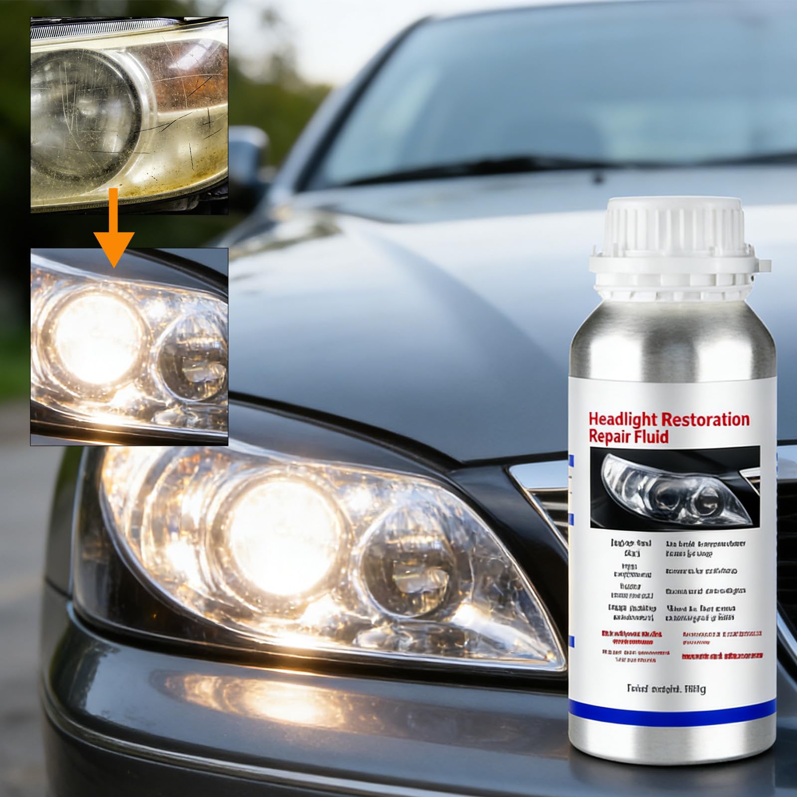 Kit Renovation Phare Voiture, Rénovateur Phare Voiture, Nettoyer Produit De Phares pour Auto Et Moto pour Oxydation/Jauni/Rayures/Flou ﻿ (1PC)