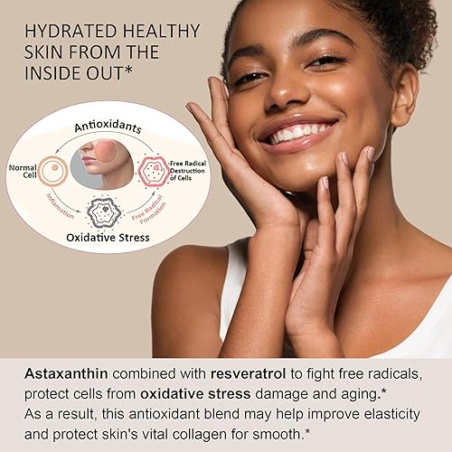 Miniatura 3 de Gomitas de astaxantina de 24 mg - Fuerza máxima - con resveratrol de 500 mg vitamina B1 cromo potente suplemento antioxidante para la piel los ojos