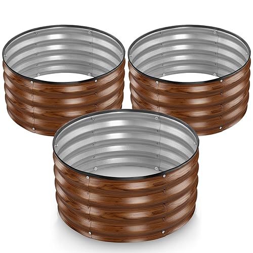 Round Galvanized Raised Garden Bed // 2×2×1 ft (3-Pack) Galvanized