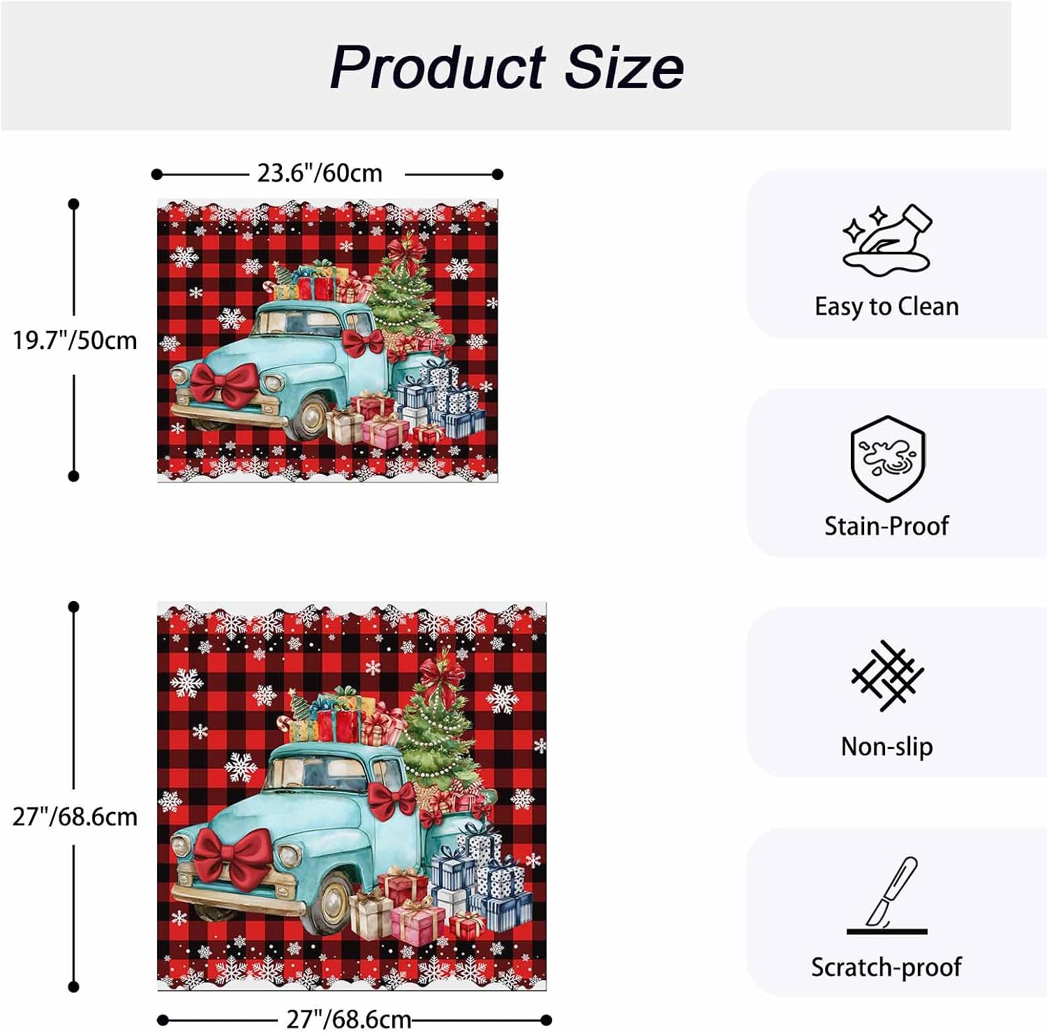 Washer and Dryer Covers for the Top, Red Black Plaid Christmas Trucks Decorative Washing Machine Protector Mat, Dryer Top Cover for Laundry Room, Xmas Tree Gifts Snowflake 27" x 27" (Pack of 2) image 5