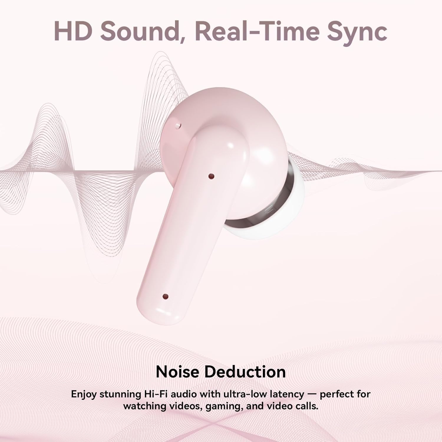 ACEMO Wireless Earbuds Bluetooth 5.4 Headphones with 30H Playtime, ENC Noise Cancelling Mic, Deep Bass IPX5 Waterproof Ear Buds for iOS Android Laptop, Pink - Image 2