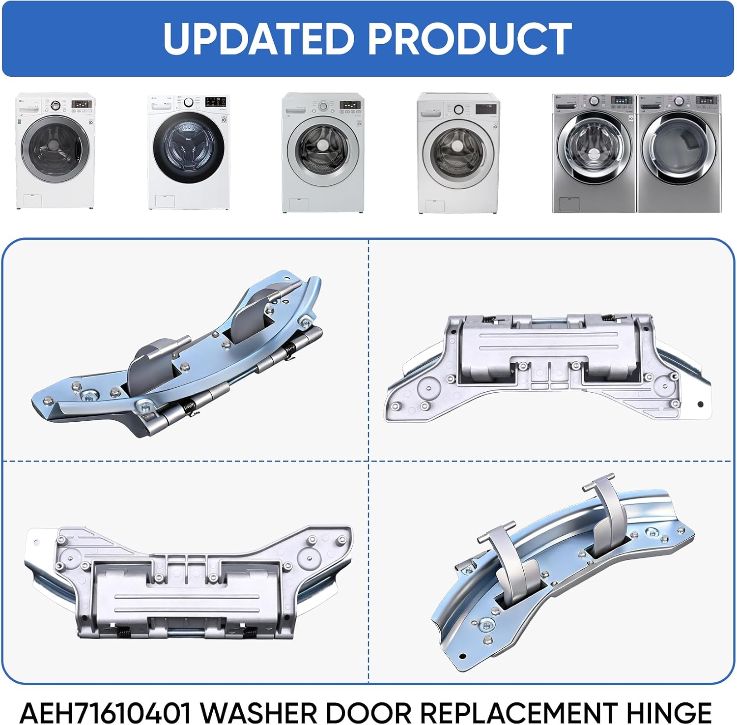 AEH71610401 Washing Machine Door Hinge Assembly Fit for LG Kenmore Washing Machines, Replaces AEH71610402, 1526181, AP5234072, PS3532262, EAP3532262