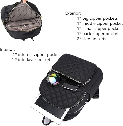 Miniatura 4 de Mochila pequeña para mujer mini mochila para mujer mochila de nailon para mujer casual ligera mochila Pulsera Black Plus