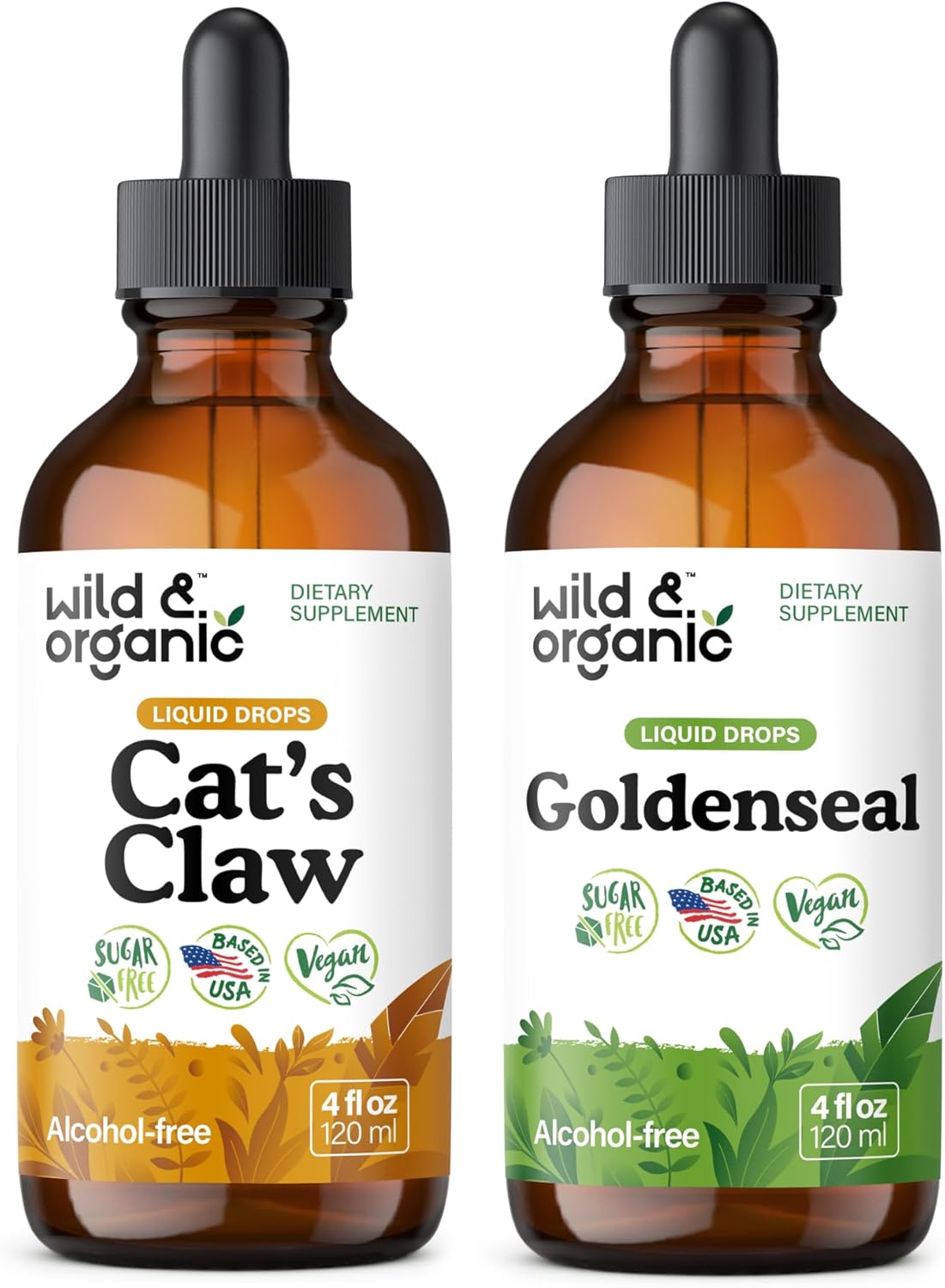 Wild & Organic Cat's Claw Tincture 4 fl oz & Goldenseal Tincture 4 fl oz