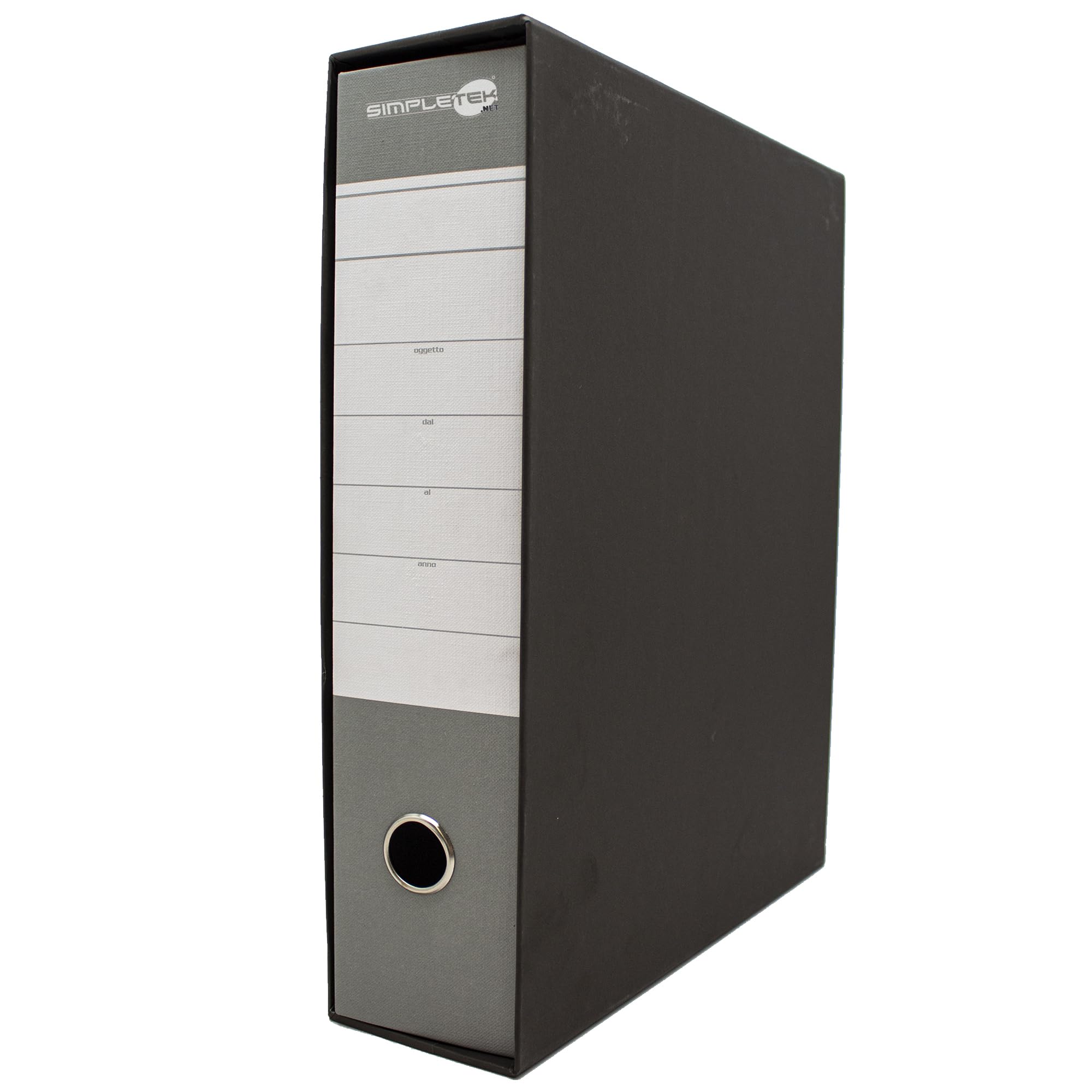 SIMPLETEK - 12x Raccoglitore ad Anelli per Buste e Documenti Grigio Nero Registratore Protocollo 0201150 P.GR (12 pezzi)