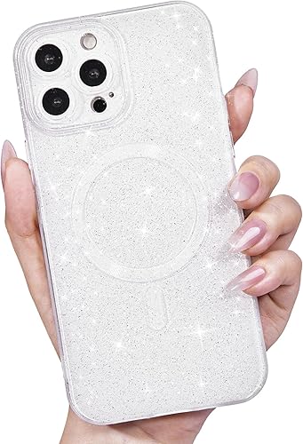 Miniatura 38 de Funda para iPhone 15 Pro con purpurina compatible con Magsafe, funda magnética Mag Safe para teléfono femenina, linda, brillante y bonita para Rosa