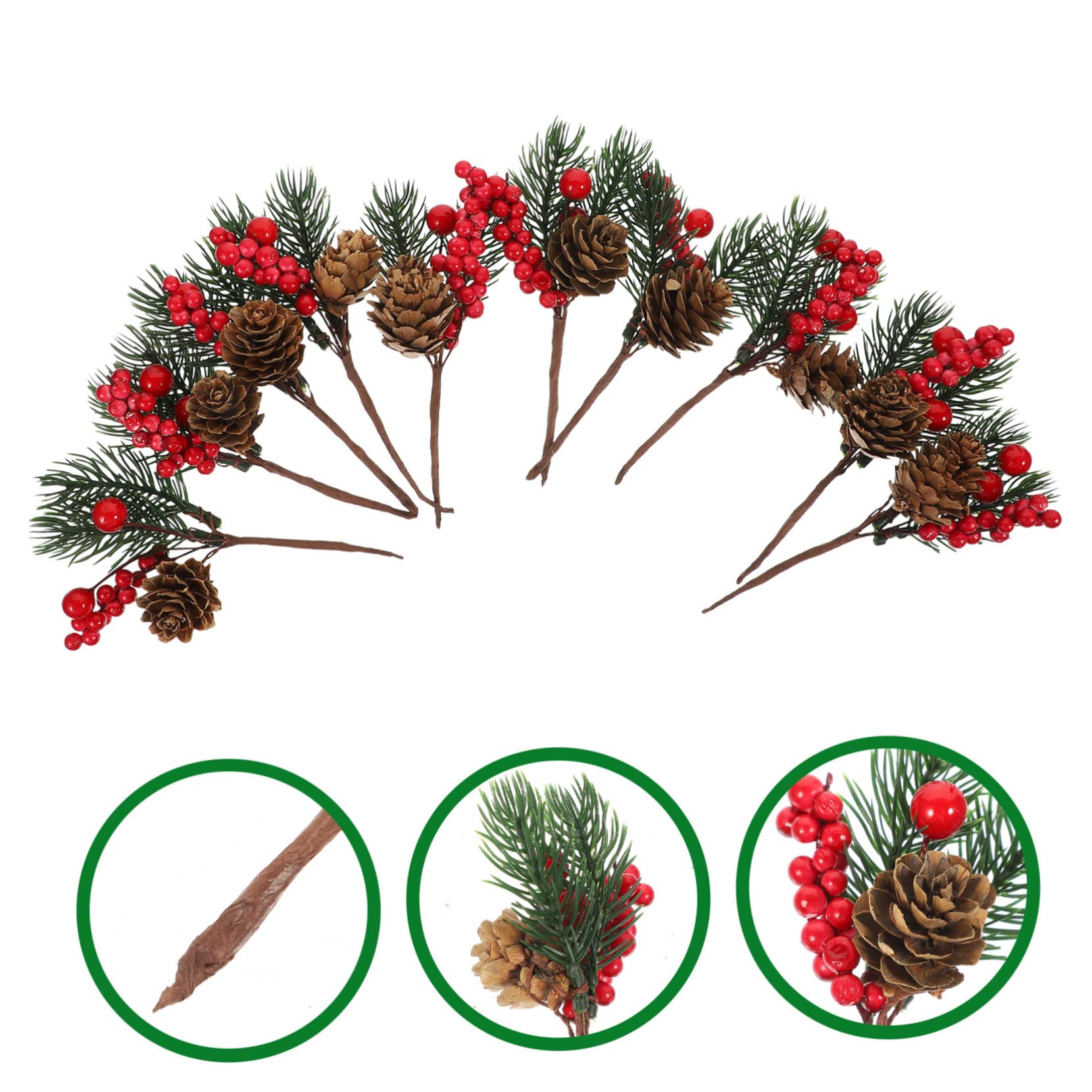 Abaodam 50piezas Ramas De Artificiales De Navidad De Decoración Frutos Rojos para Fotografía y Escenarios Adorno Festivo para Casa Cafetería y Restaurante