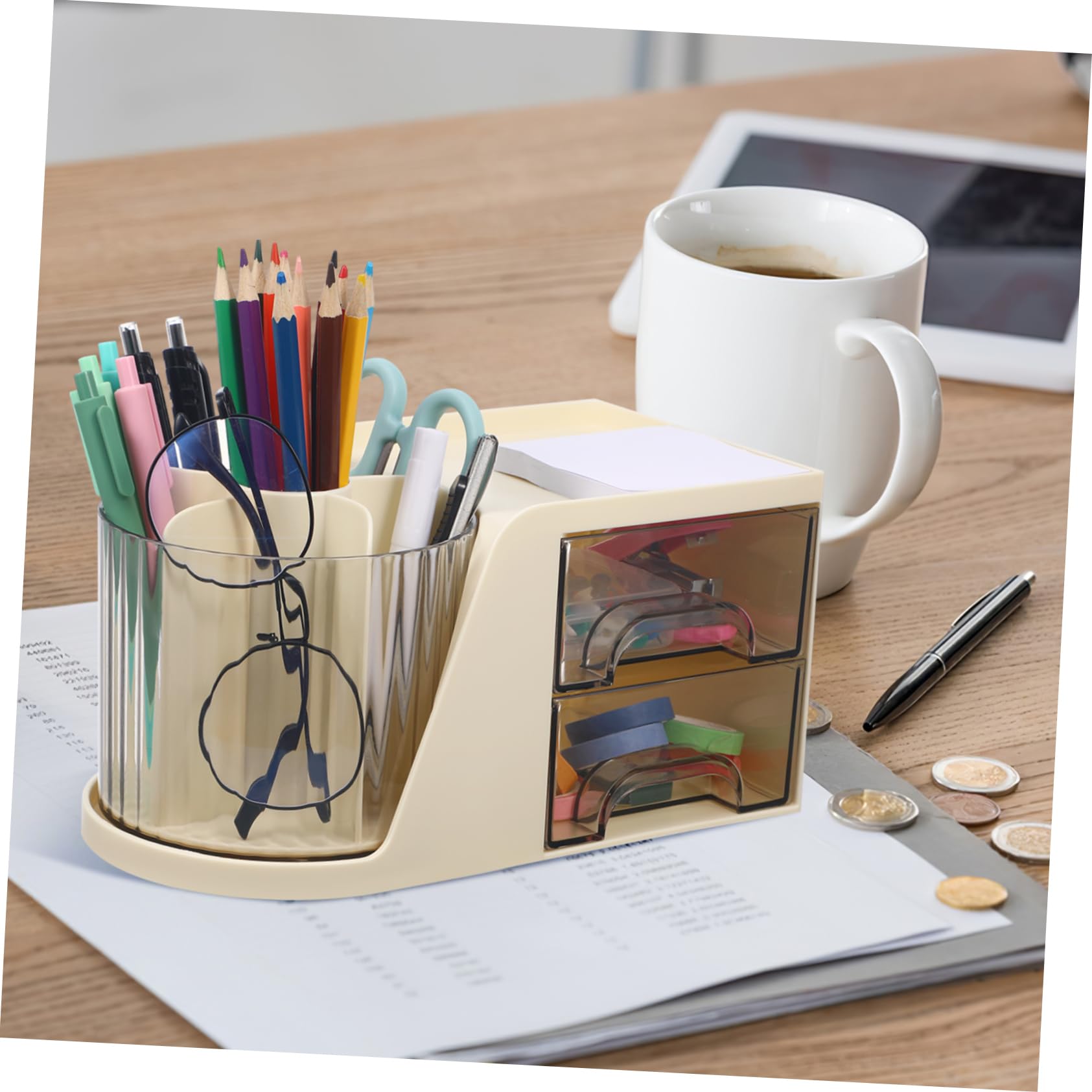 Büromaterial Stiftehalter Drehbarer Schreibtisch-organizer Aufbewahrungsetui für Schreibtisch Stiftehalter für Bürobedarf Arbeitsplatz-organizer