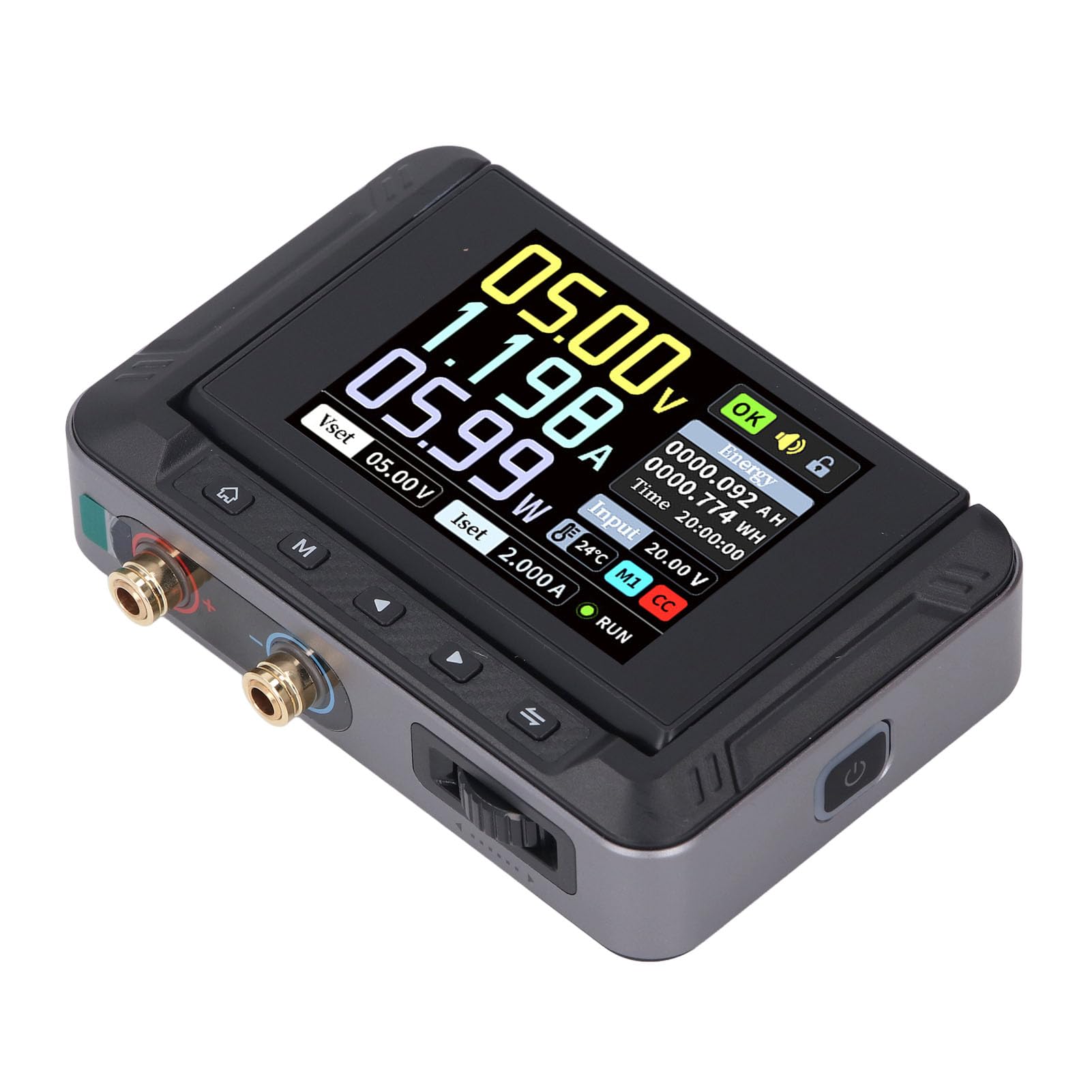 Jiawu Fuente de Alimentación CC Portátil 0-30V 0-5A 150W, Mini Fuente de Alimentación Regulada Ajustable Variable con Pantalla IPS de 2,8", Admite Carga Rápida PD QC y Múltiples Protecciones de