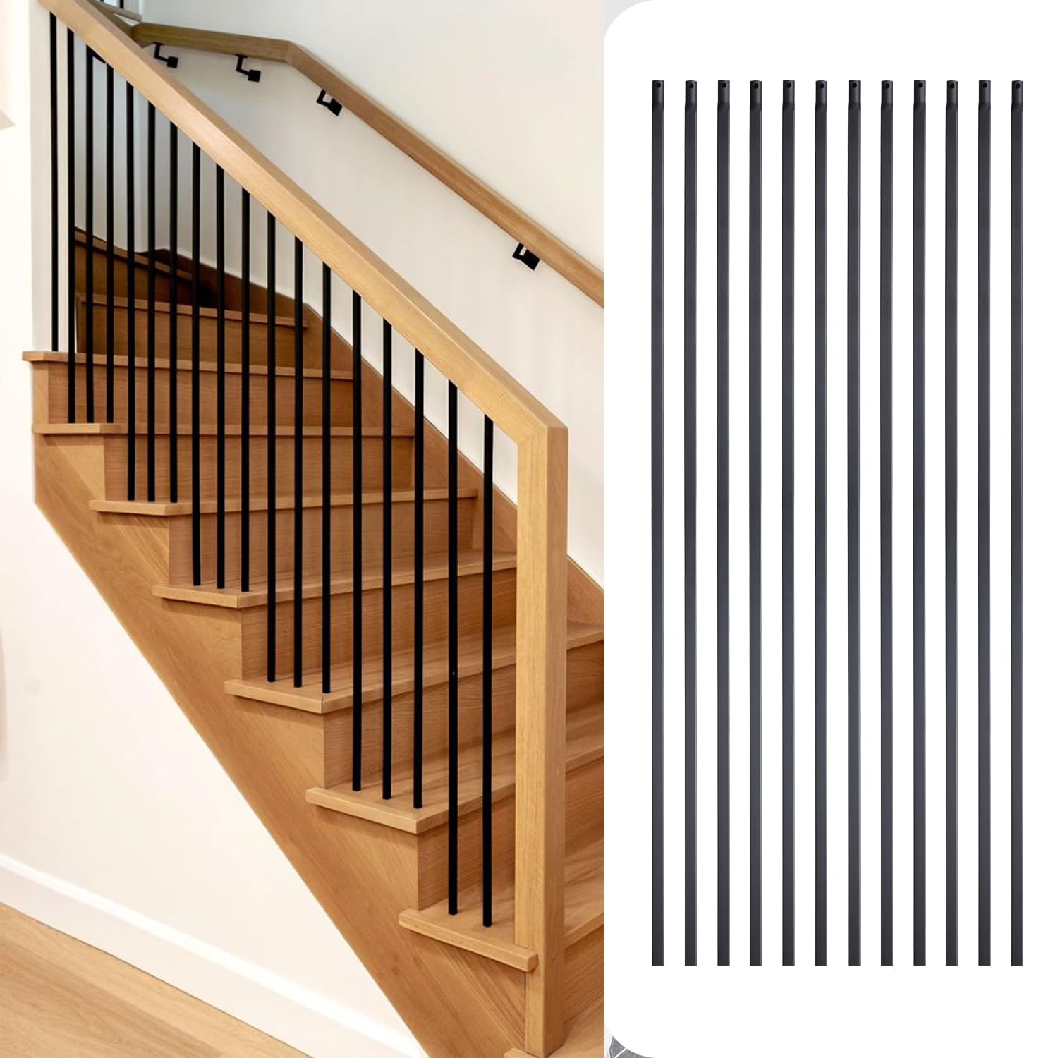 12Pack Wrought Iron Balusters 44 Inches Deck Balusters (44, Plain Bar)
