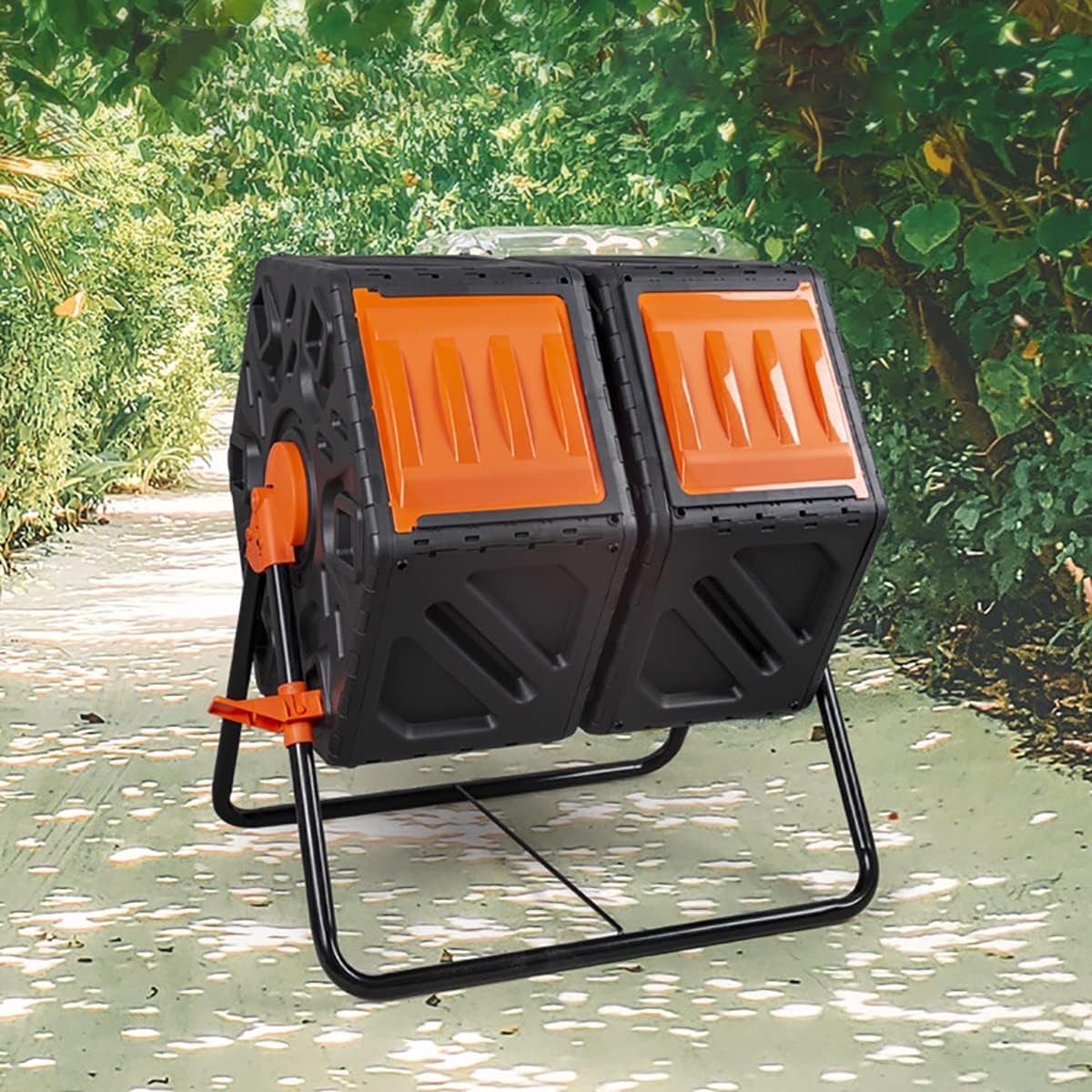 Amazon.com : Dual Chamber Compost Tumbler, 360° Rotation, Heavy-Duty ...