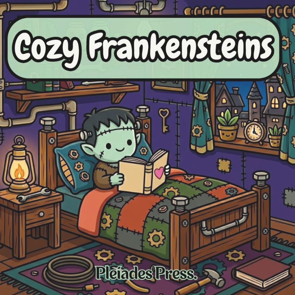 Cozy Frankensteins: A Cute and Relaxing Coloring Book for Adults and Teens Featuring Cozy Fantasy Scenes and Adorable Frankensteins (Cozy Creatures)