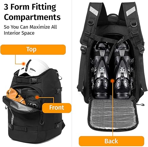 Miniatura 5 de Bolsa para botas de esquí, mochila de viaje impermeable para botas de esquí y snowboard, casco de esquí, gafas, guantes, esquí, snowboard y