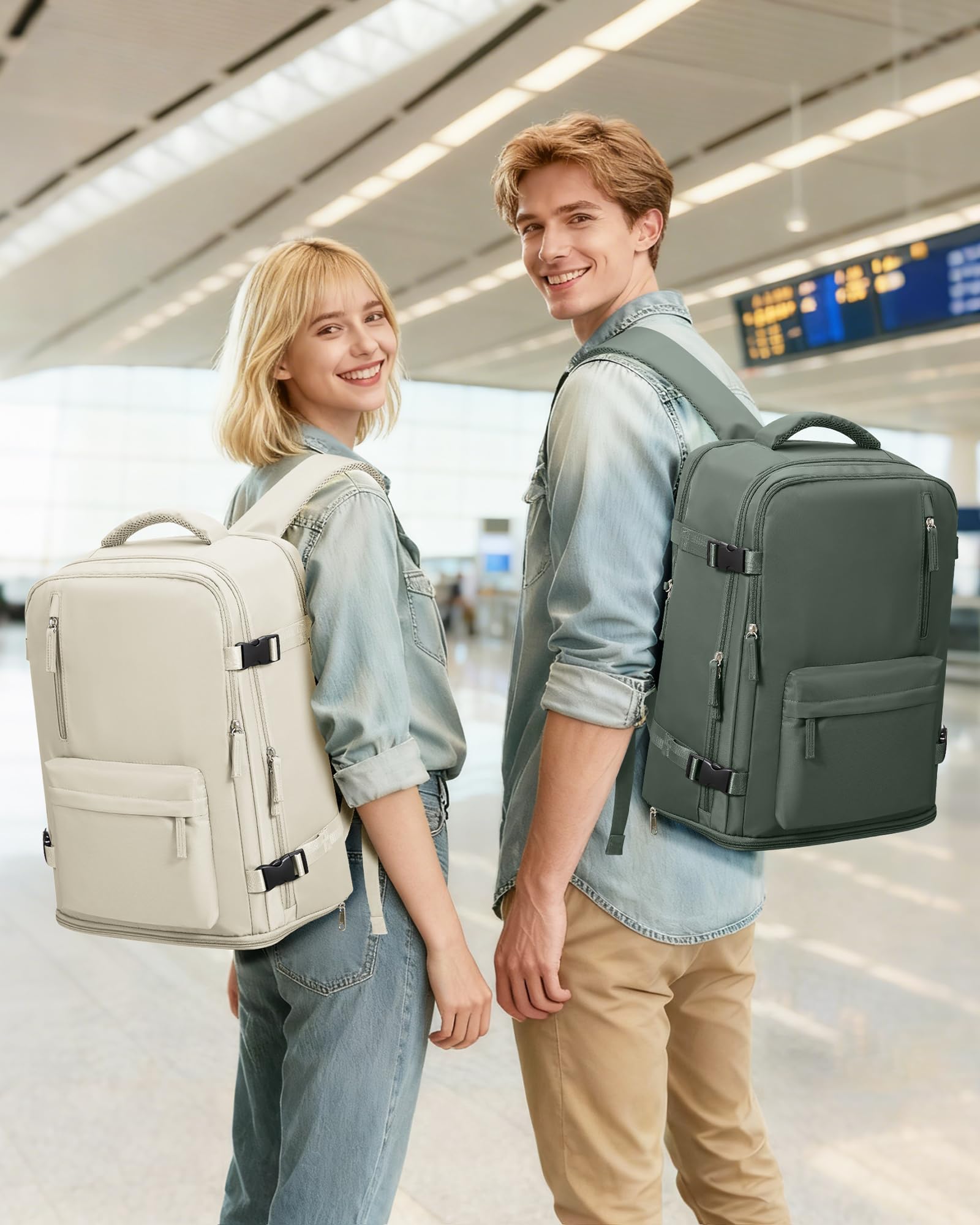 BJLFS Borse da Cabina per Ryanair 40×30×20 Zaino da Viaggio con Sottovuoto Bagaglio a Mano 40x20x25 Easyjet 45×36×20,Zaino Wizzair 40x30x20,Zaino Casual per laptop da 14 pollici per scuola