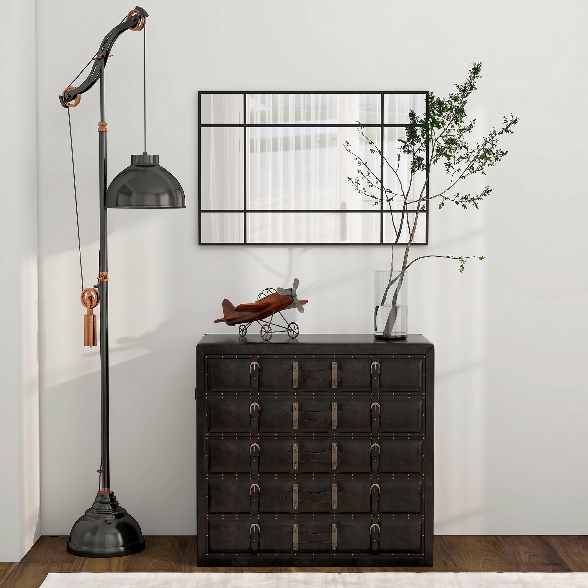 HOMCOM Lustro ścienne 90 x 60 cm, dekoracyjne lustro z metalową ramą, prostokątne lustro do sypialni, łazienki, czarne