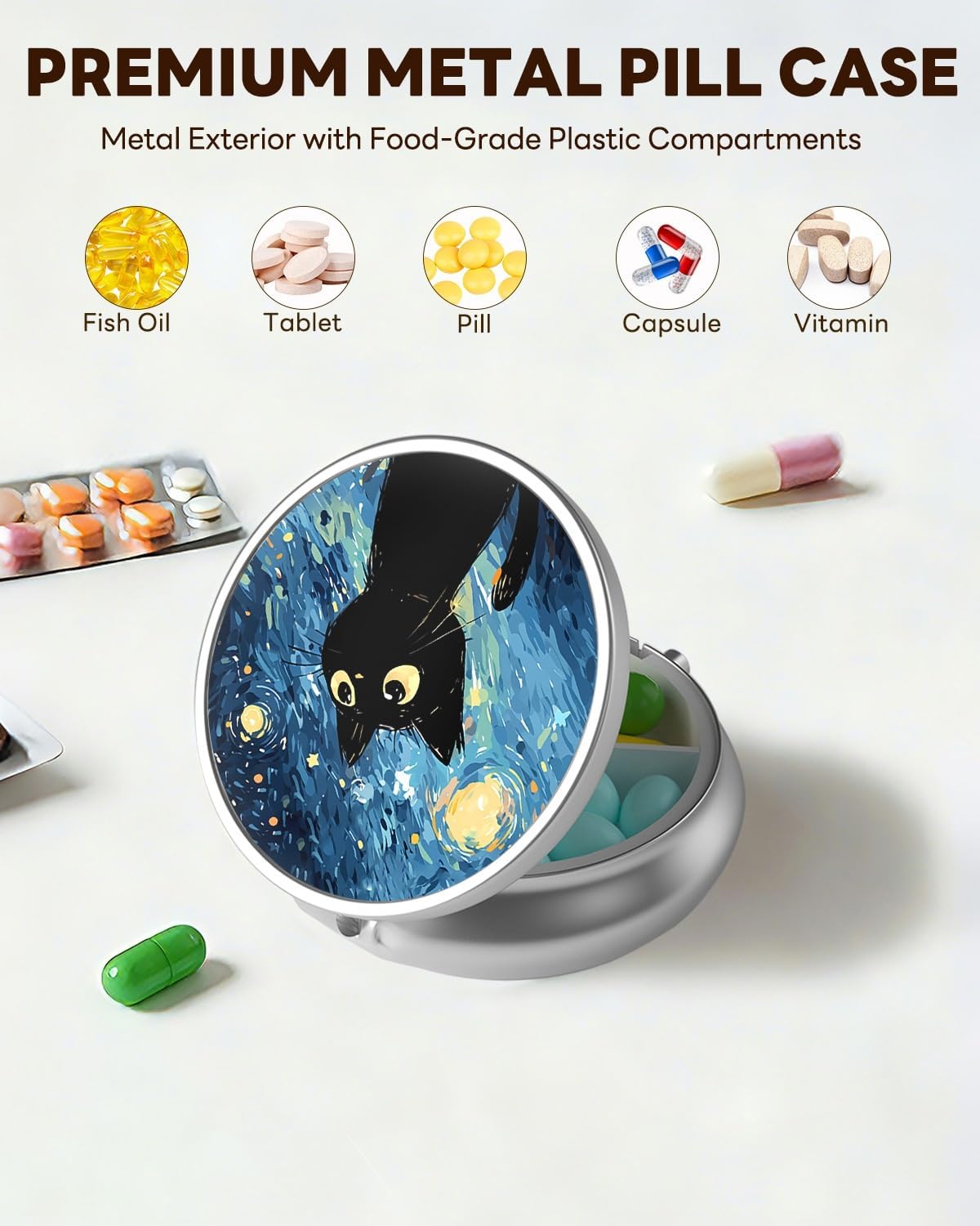 LRITER Pill Case, 3 Compartment Portable Travel Pill Box, Pillbox Organizer image 2
