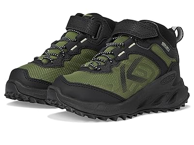KEEN Kids Zionic Mid Height Waterproof All Terrain Easy On Hiking Boots (Toddler/Little Kid) Kids Shoes Black/Bronze Green