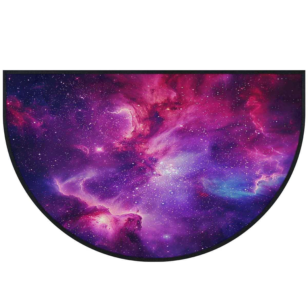 Mexpekil Paillasson demi-lune en forme de demi-lune pour intérieur et extérieur - Lavable - Absorbant la saleté - 100 x 160 cm - Motif galaxie rose et violet