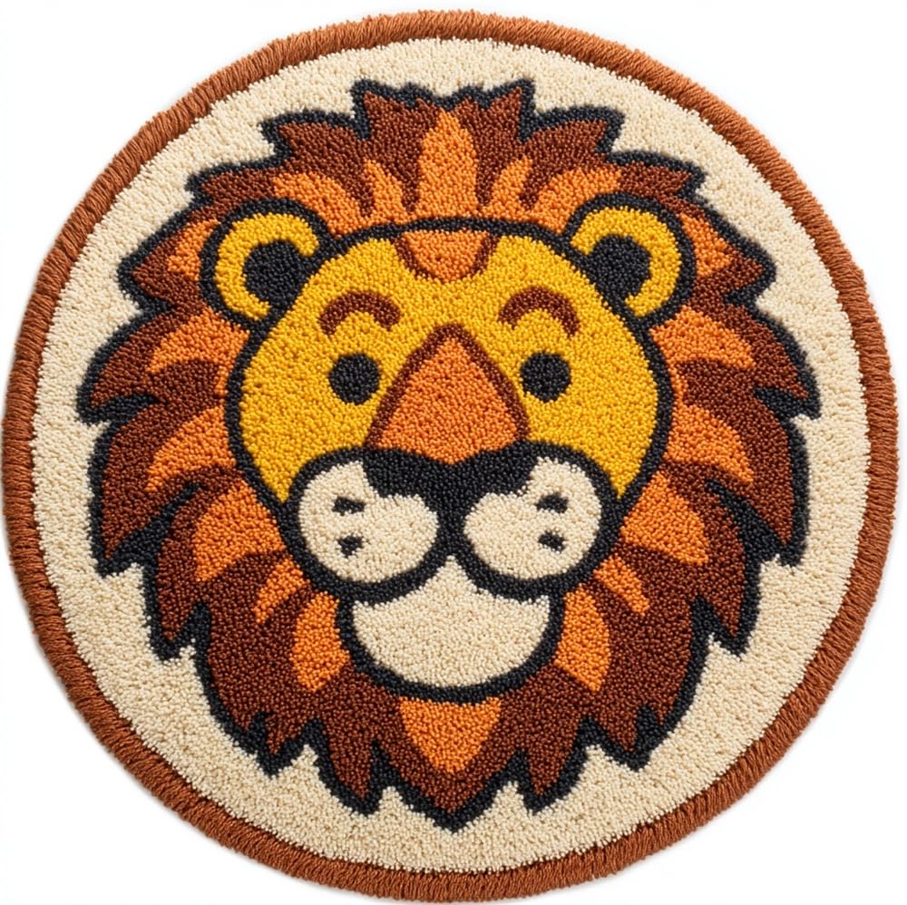 kitphoenix DIY Rug Kit Wild Lion Head Brown