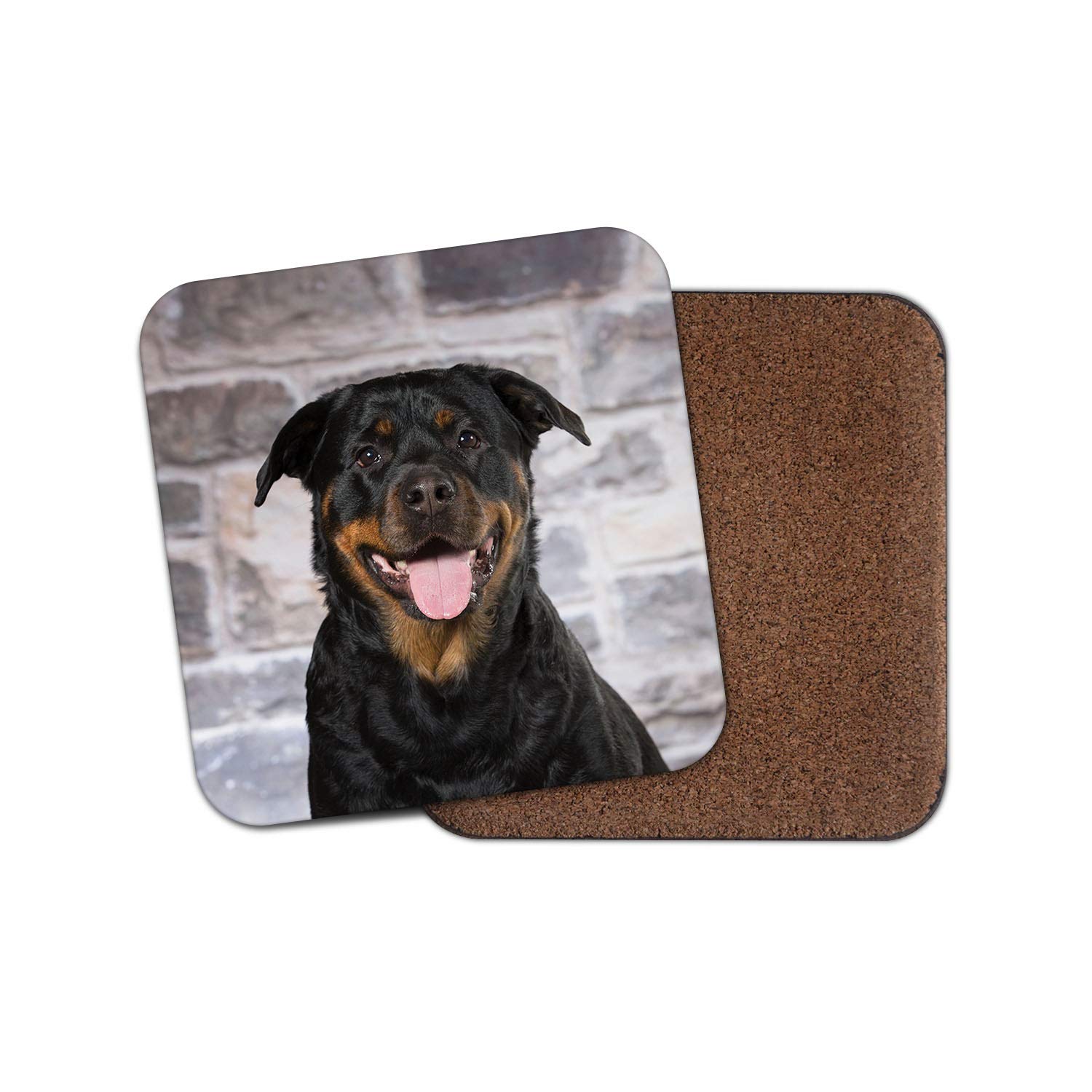 1 x Happy Rottweiler Coaster - Dog Puppy Cute Mum Dad Uncle Auntie Fun #14348