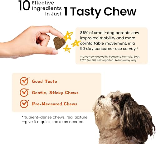 Miniatura 7 de PAWPULSE FORMULA Suplemento avanzado para articulaciones de perros de movilidad para razas pequeñas  Cuidado de cadera y articulaciones, artritis y