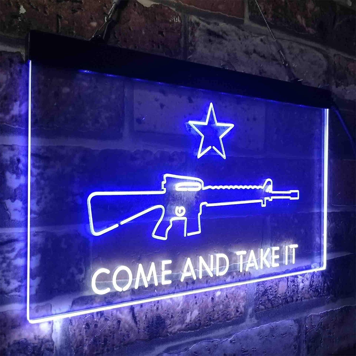 ADVPRO Come and Take It Gun Star Military Army Dual Color LED Neon Sign White & Blue 12 x 8 Inches st6s32-i3910-wb
