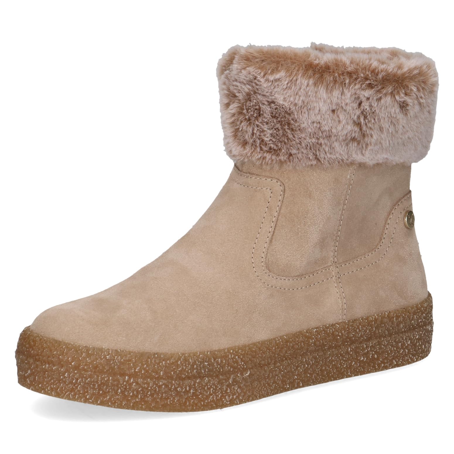 CAPRICE Women's flat winter boots lined comfortable, Beige (Sand Suede), 3.5 UK