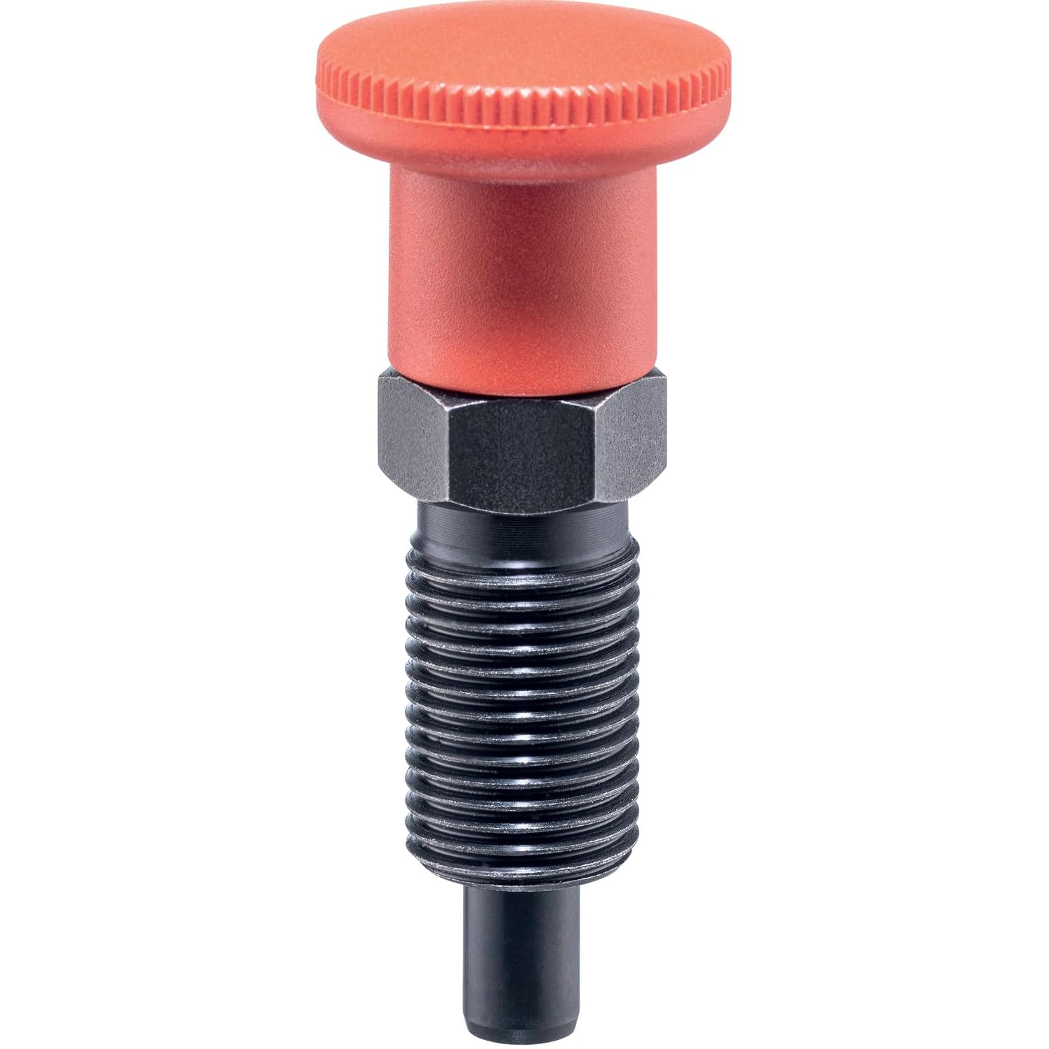 22110.2107 Compact Locking Bolt with Hexagonal Collar/with Button Red | D1 = 5 mm / L2 Min.=8 mm/Steel