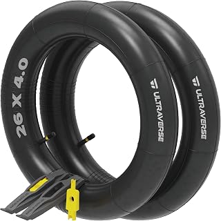 Ultraverse Fat Bike Inner Tubes 20x3.0/26x3.0 Schrader Valve 2-Pack with Tire Levers - Durable Butyl Rubber for MTB & E-Bikes