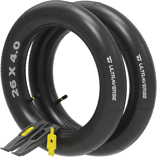 Ultraverse 20x4.0, 24x4.0, 26x4.0, 20x3.0, 26x3.0, 16x4.0/3.0, Inner Tubes | Schrader Valve, Ideal for Mountain Bikes & E-Bikes with Fat Tires, Durable & Reliable 2 Pack with Tire Levers