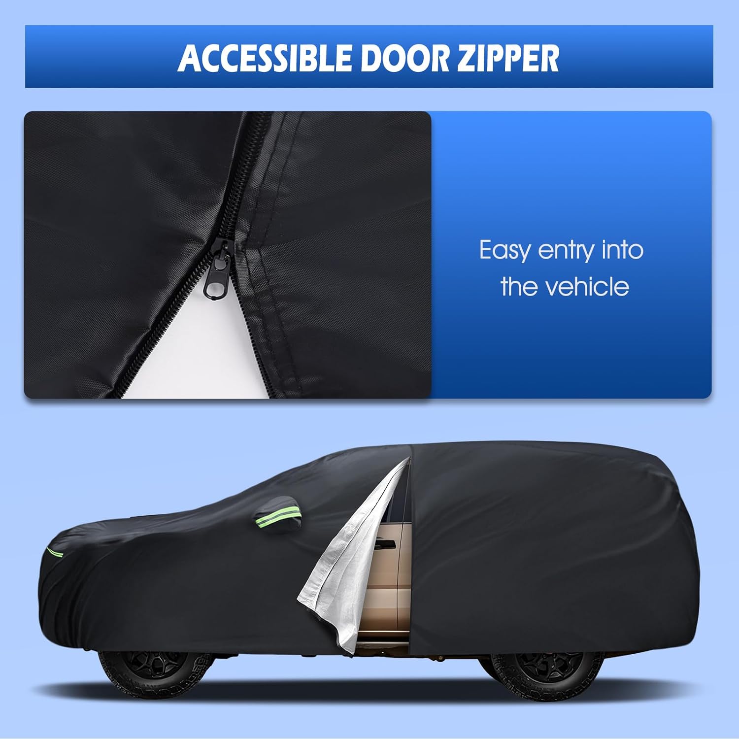 Car Cover Custom Fit for Toyota 4runner 2002-2026, Migaven Waterproof Full Exterior Cover Sun Rain Protection with Door Zipper and Cotton Lining, Black