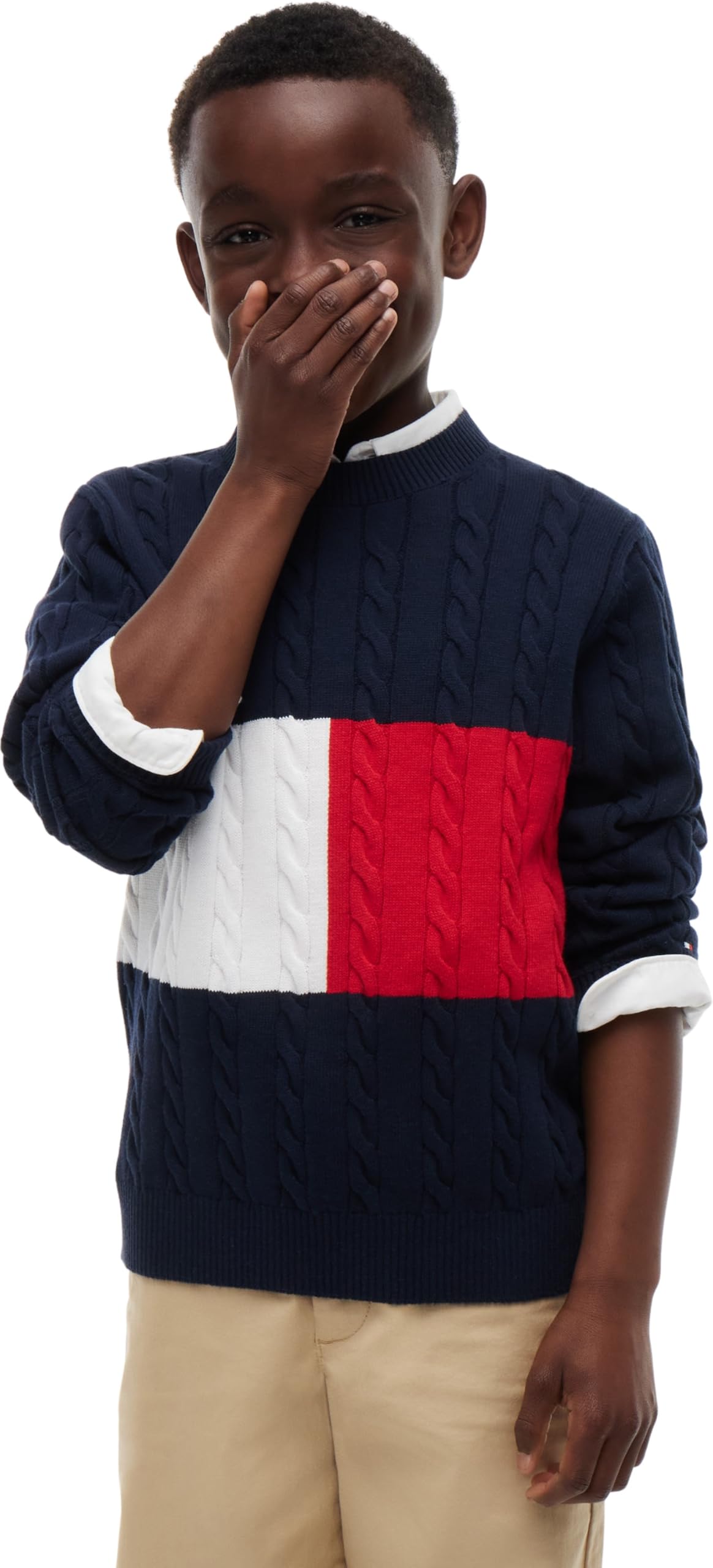 Tommy Hilfiger Boy's Cotton Cable Sweater Kb0kb09753 Pullover Sweater (Pack of 1)