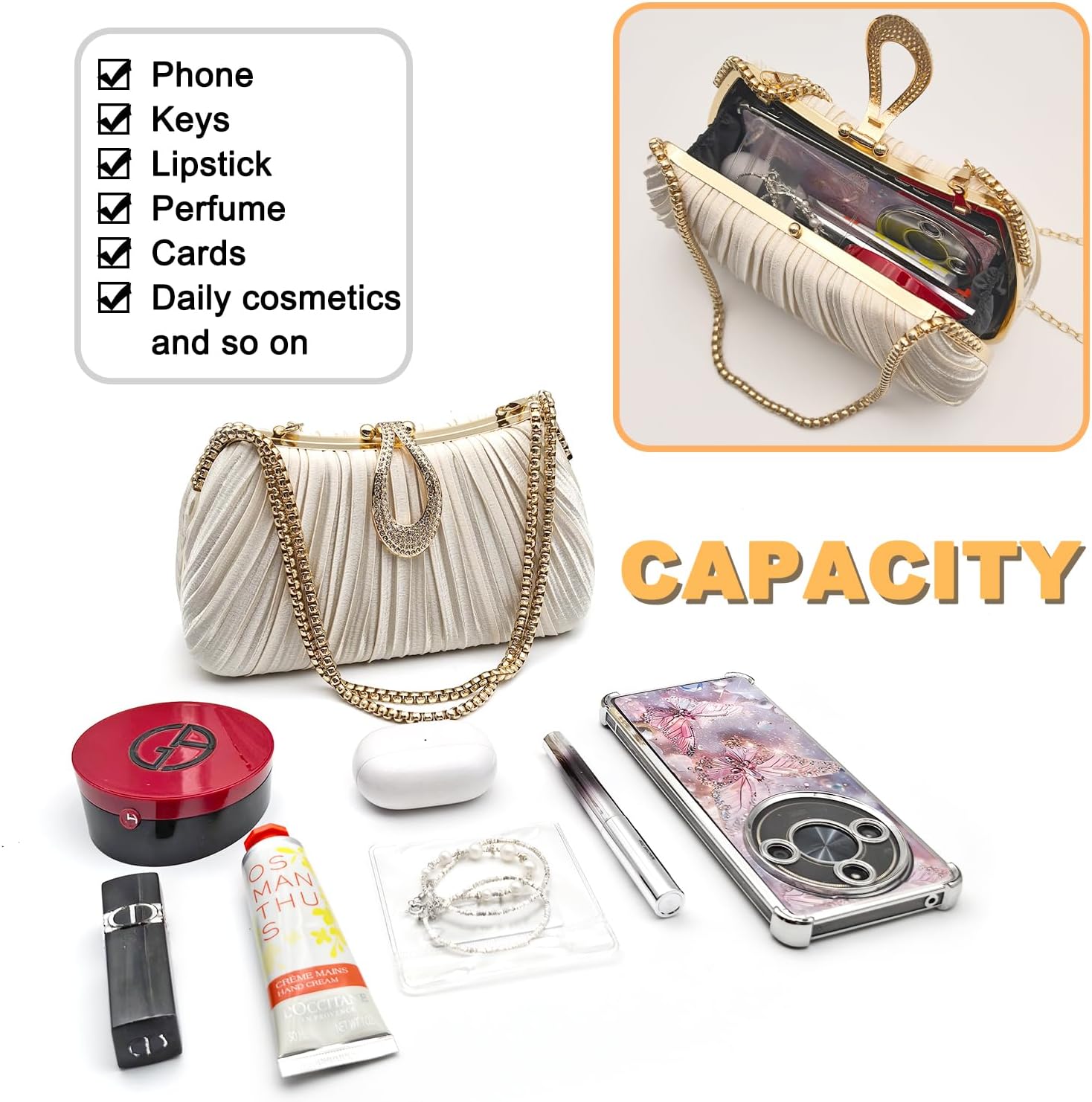 Evening Clutch Purses For Women Formal Satin Dress Handbag for Wedding Party Elegant Small Shoulder Bag - Image 5