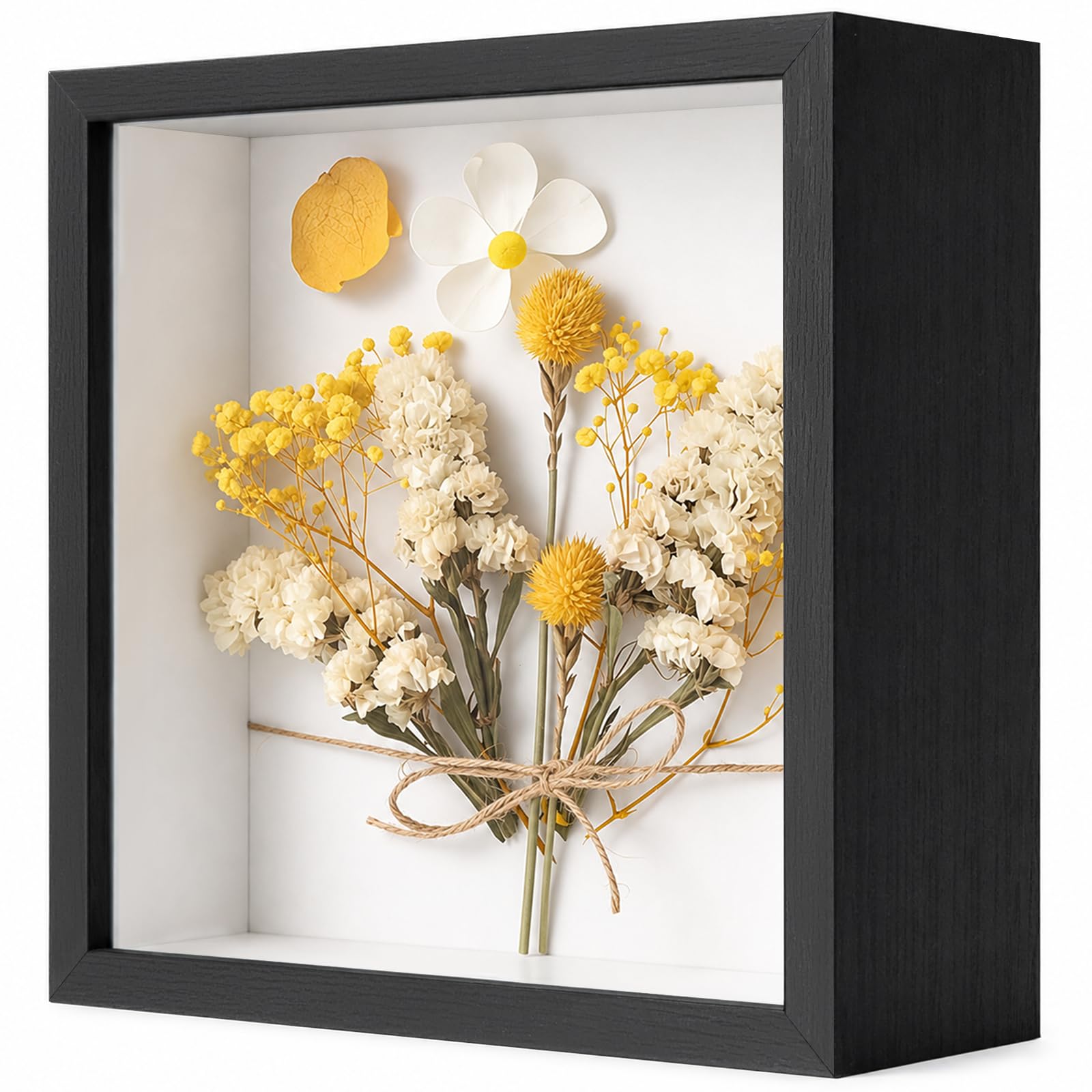 WISYOK 3D Shadow Box Frame, 8"× 8", 5 cm Deep Box Frame, Black, Wooden
