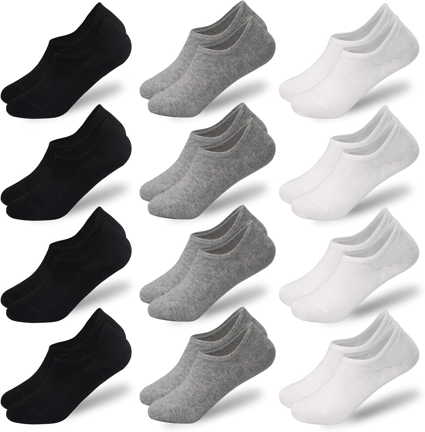 GRPSKCOS No Show Socks Men- 12 Pairs Invisible Socks with Anti-Slip Silicon Sneakers Flats Loafers Casual Low Cut Sock