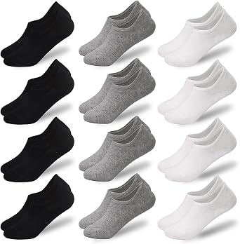 GRPSKCOS No Show Socks Men- 12 Pairs Invisible Socks with Anti-Slip Silicon Sneakers Flats Loafers Casual Low Cut Sock
