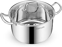 Vista 1 de Stainless Steel Stock Pot - 8 Quart, Soup Pot Induction Compatible, Cooking Pot with Riveted Handle, Oven & Dishwasher Safe