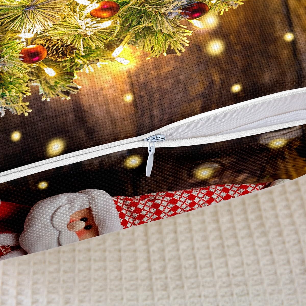 Homemissing Set di 4 federe per cuscini con albero di Natale per bambini, 40 ,6 x 40,6 cm, morbide, regali di Babbo Natale, decorazioni per cuscini decorativi per divano