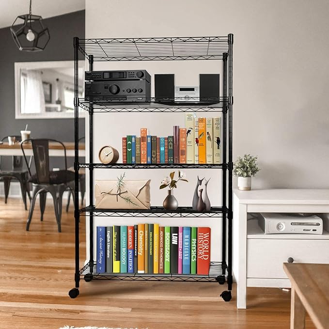 Estantería Simple Deluxe de 5 niveles, capacidad 1250 lbs, negra miniatura 6