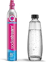 Vista 1 de SodaStream QC Spare Pack with 1 Quick Connect CO2 Cylinder, Yield: 60 L, 1 x 1 Litre Glass Bottle, Pink, 27.5 x 16 x 44 cm