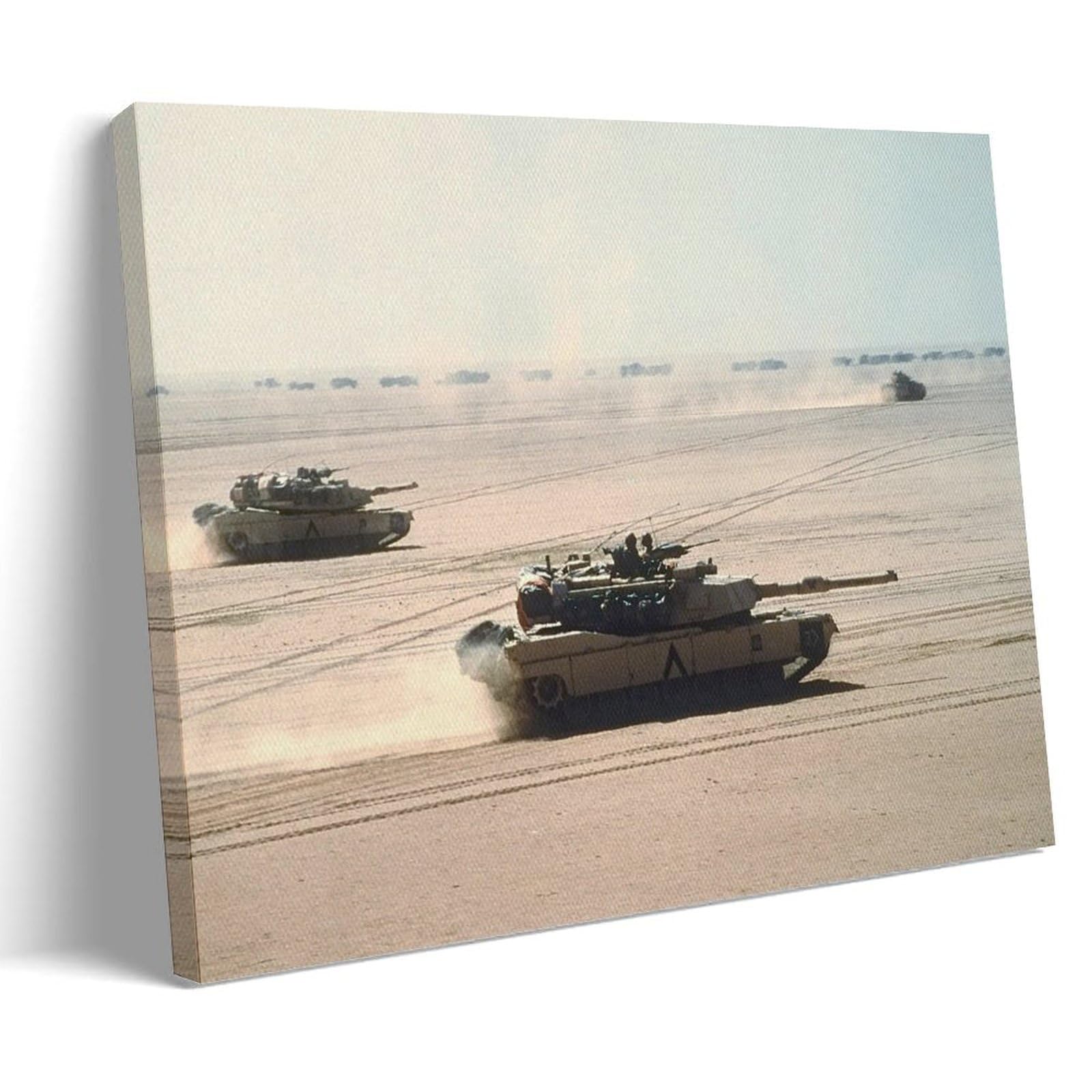 An M1 Main Battle Tank Armored Formation in The Desert, A Military-themed Art Poster.（3） Wall Art Paintings Canvas Wall Decor Home Decor Living Room Decor Aesthetic 08x12inch(20x30cm) Frame-style