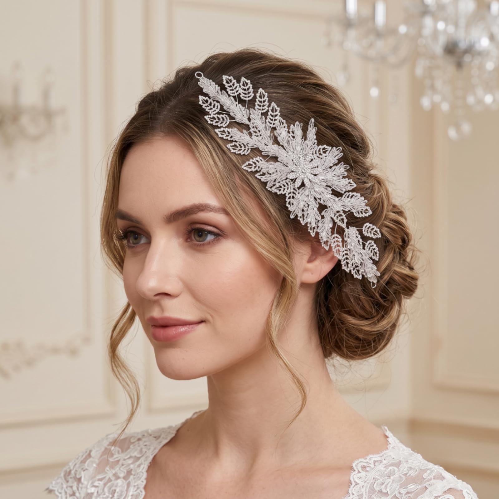 Brauthaarschmuck mit Kristallimitate Elegant Brauthaarschmuck mit Haarnadeln Funkelnd Braut-Haarrebe für Bräute, Brautjungfern, Hochzeit, Fotoshooting